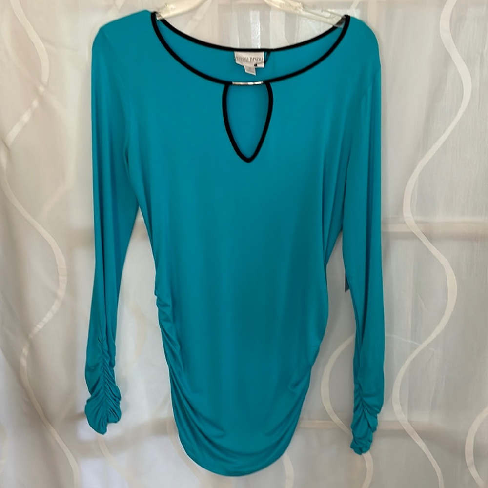 Bisou Bisou Teal Blouse, Medium